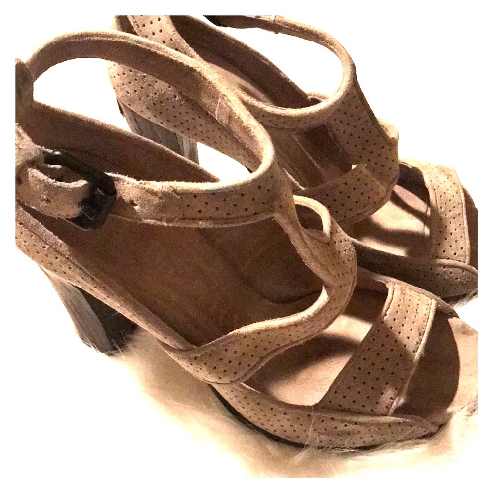 Burberry Suede Chunky Heel Sandal